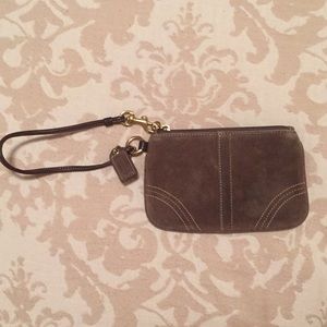 Coach Brown Suede Wristlet